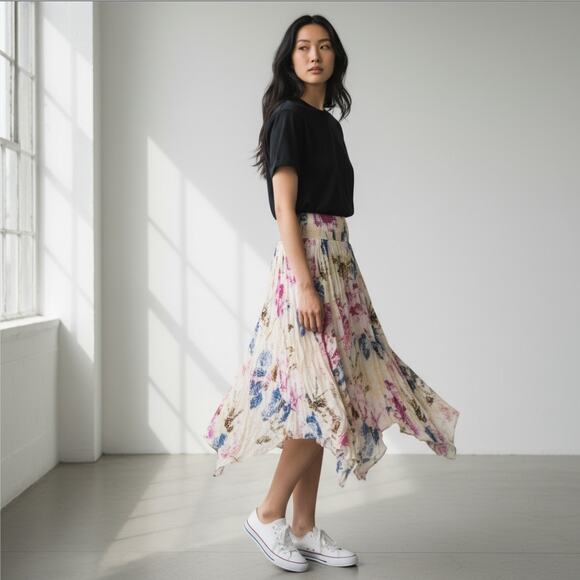 Free People Fly Away Floral Asymmetrical Small Skirt - Picture 3 of 8